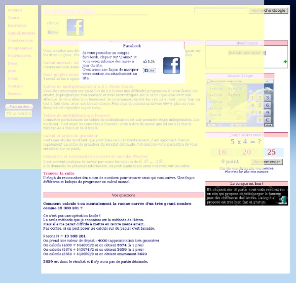 Pratique calcul mental