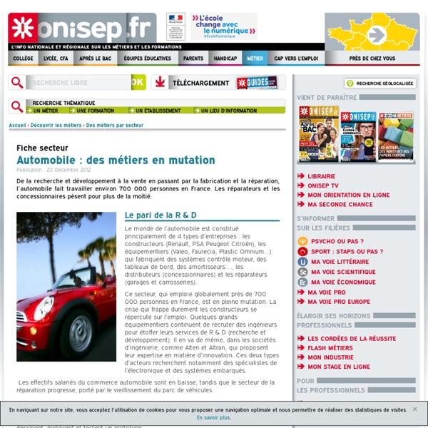 Onisep : fiche-secteur Automobile