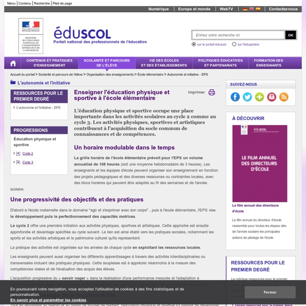 Autonomie et initiative - EPS - Enseigner l'éducation physique et sportive à l'école