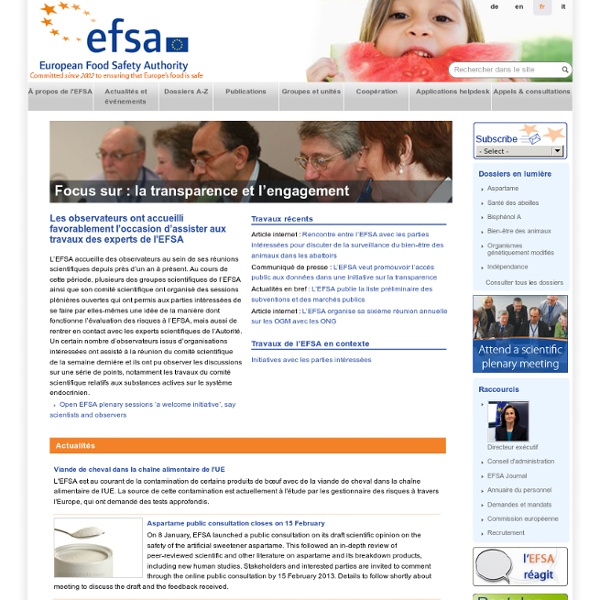 Autorité européenne de sécurité des aliments (EFSA) - Engagés dans la sécurité des aliments en Europe