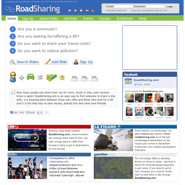 Autostop Carpooling and Car Sharing for commuters in Europe, United States, Africa and Asia