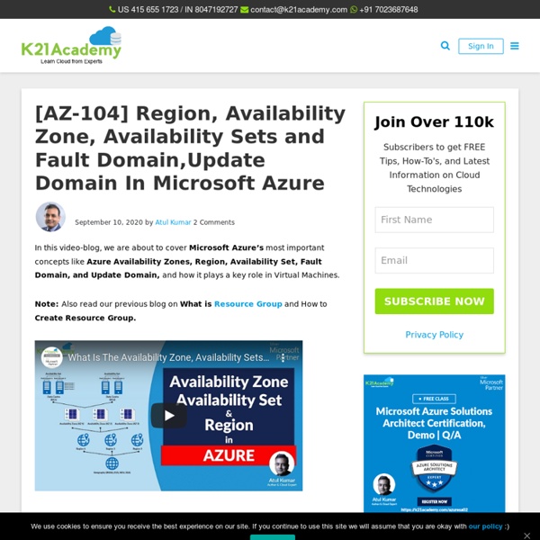 Availability Zone, Availability Sets and Region In Microsoft Azure