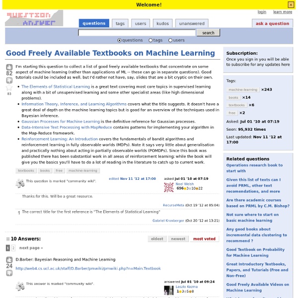 Good Freely Available Textbooks on Machine Learning