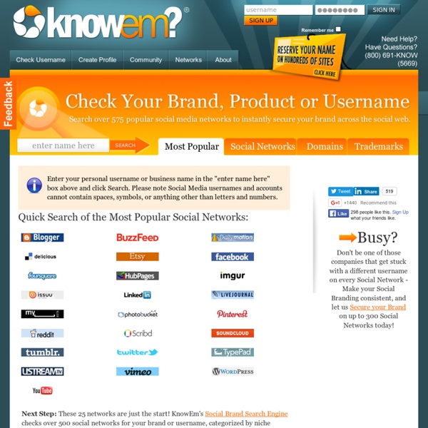 UserName Check - Check Brand/Trademark Availiability on Popular Social Media and Domains