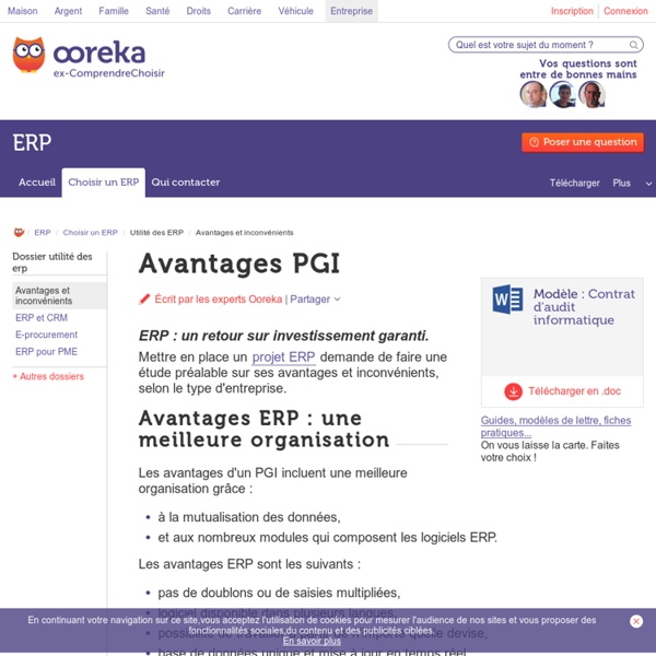 Avantages ERP : logiciel PGI - ComprendreChoisir