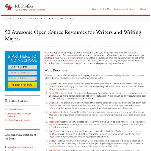 50 Awesome Open Source Resources for Writers and Writing Majors