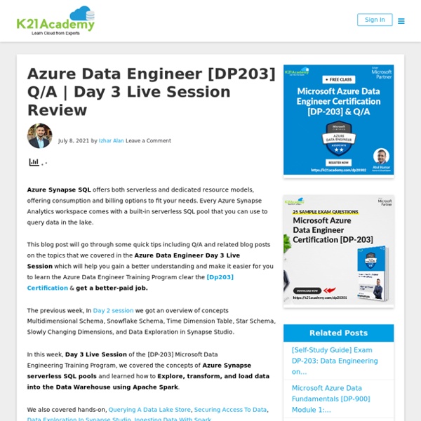 Azure Data Engineer [DP203] Day 3 Live Session Review