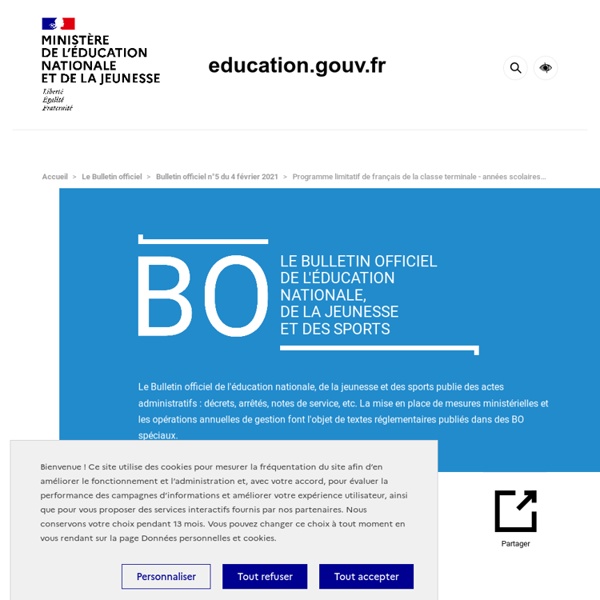 Bac Pro Programme de Français 2021-22 et 2022-23