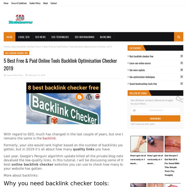 5 Best Free & Paid Online Tools Backlink Optimisation Checker 2019