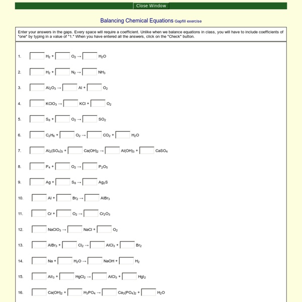 Balancing Chemical Equations