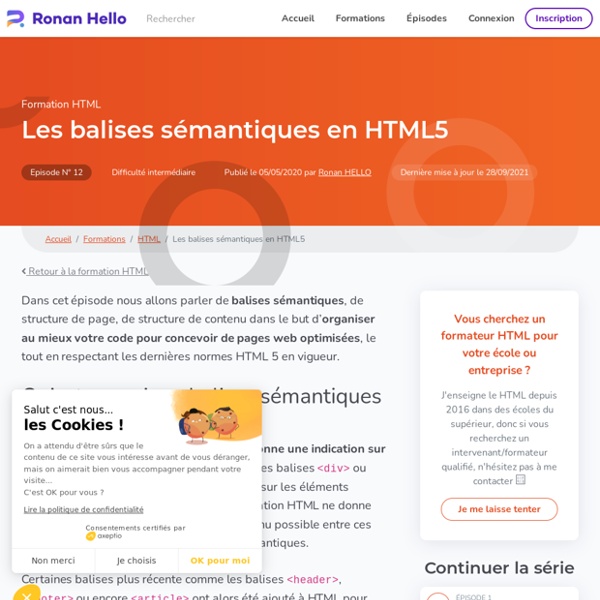 Les balises sémantiques en HTML5 - HTML