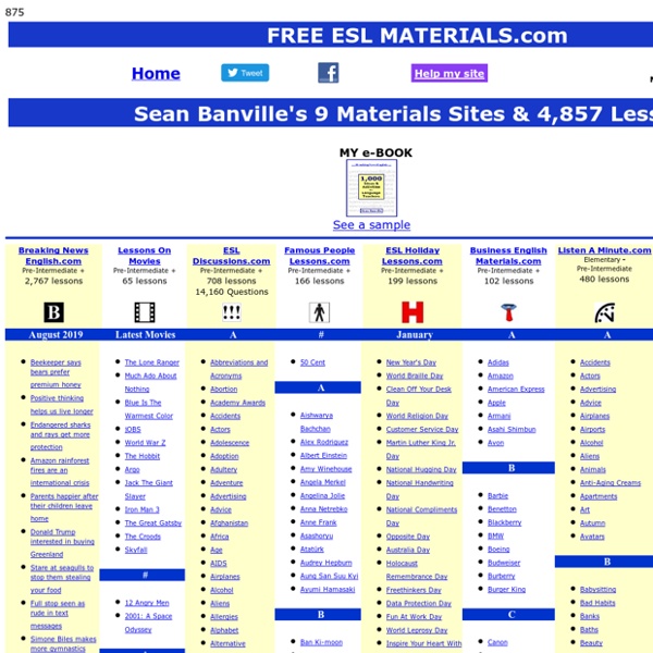 Sean Banville's Websites, Lesson Plans, Handouts, Worksheets