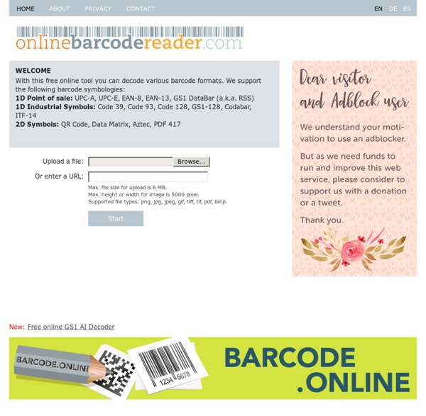 Free online Barcode decoder