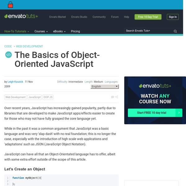 The Basics of Object-Oriented JavaScript