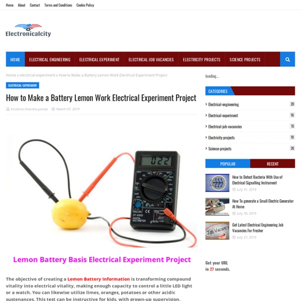 How to Make a Battery Lemon Work Electrical Experiment Project