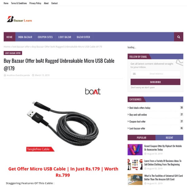 Buy Bazaar Offer boAt Rugged Unbreakable Micro USB Cable @179