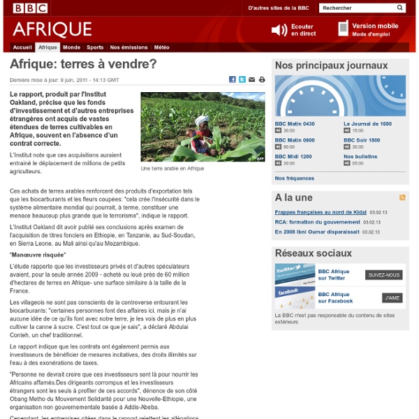 BBC Afrique - Afrique - Afrique: terres à vendre?