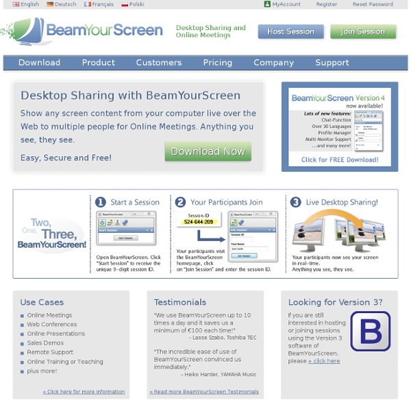 BeamYourScreen: Desktop Sharing, Online Meetings and Web Conferences