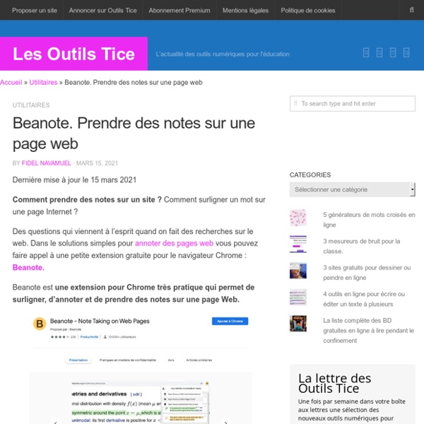 Beanote. Prendre des notes sur une page web