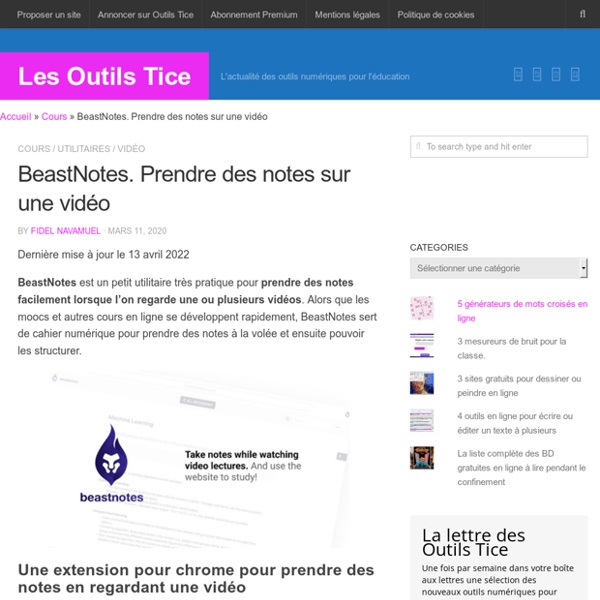 BeastNotes. Prendre des notes sur une vidéo