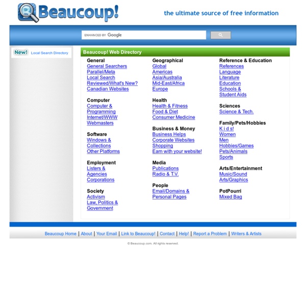 Beaucoup! 2,000+ Search Engines, Indices and Directories