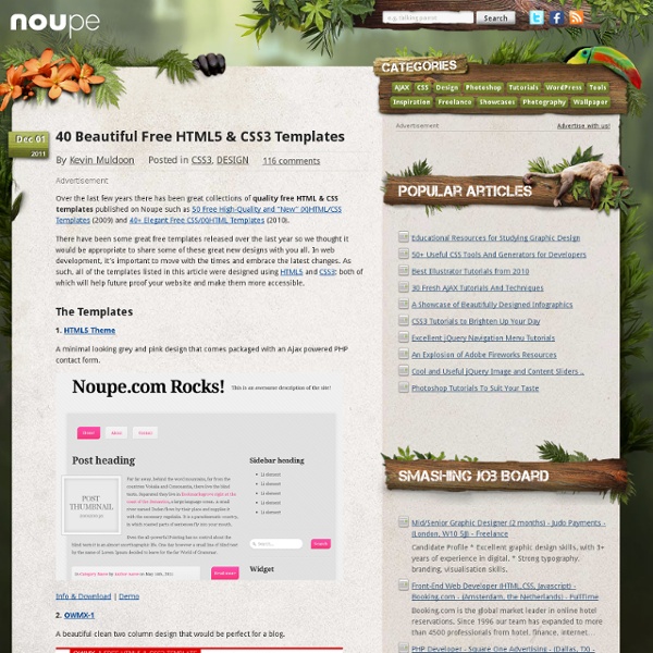 40 Beautiful Free HTML5 & CSS3 Templates