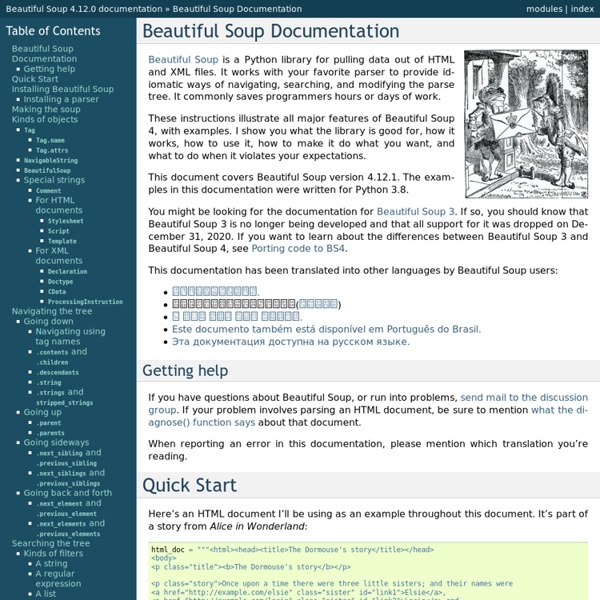 Beautiful Soup Documentation — Beautiful Soup 4.2.0 documentation