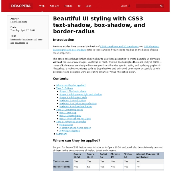 Beautiful UI styling with CSS3 text-shadow, box-shadow, and border-radius