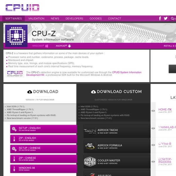 CPU-Z CPUID - System & hardware benchmark, monitoring, reporting ...