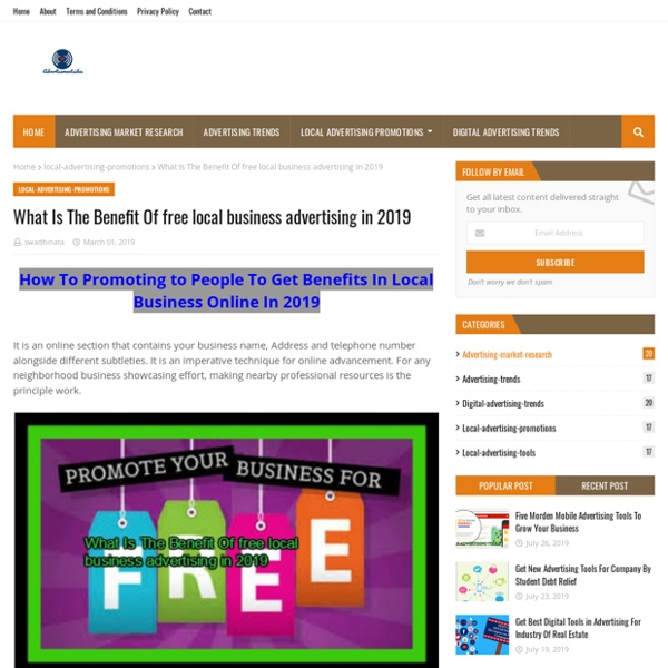 What Is The Benefit Of free local business advertising in 2019