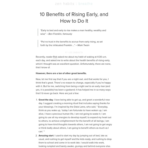 Rising Early, and How to Do It