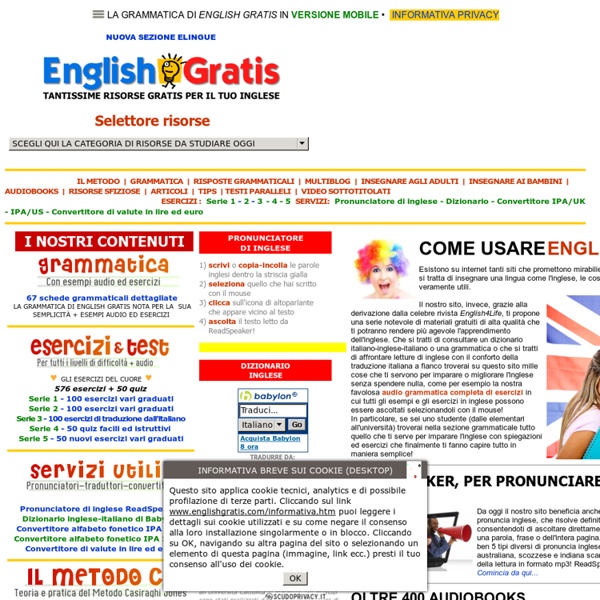 Benvenuti in English Gratis, la comunità online di tutti gli appassionati di lingua inglese!