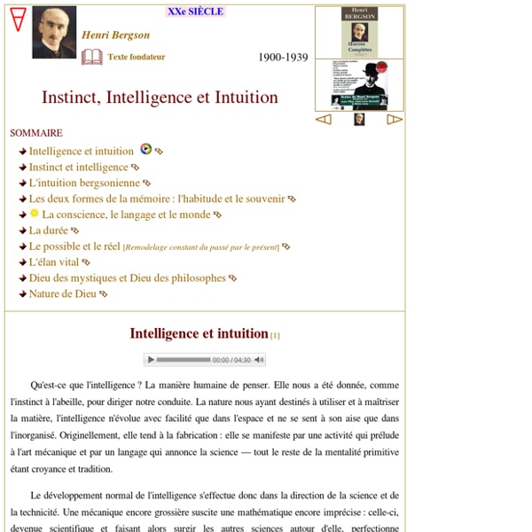 Instinct, intelligence et intuition