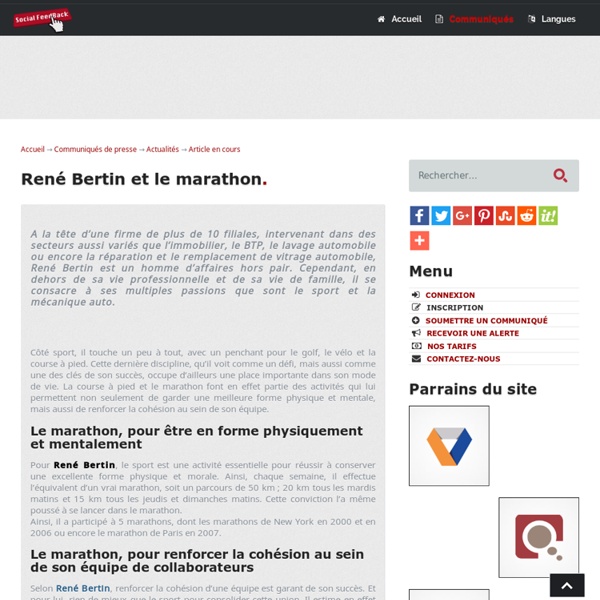 René Bertin et le marathon - Social-FeedBack.Net
