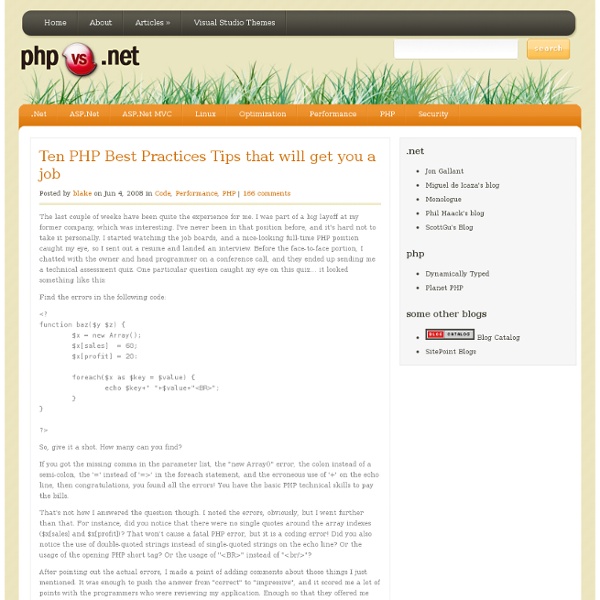 Ten PHP Best Practices Tips that will get you a job