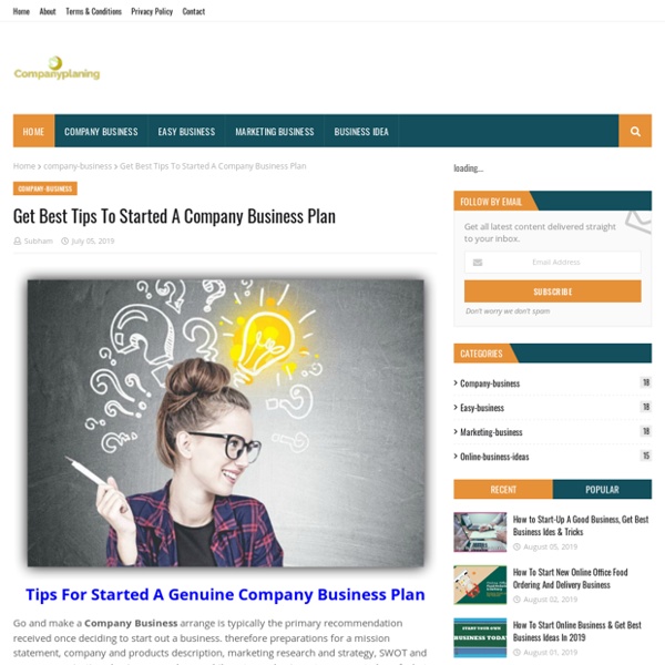 Get Best Tips To Started A Company Business Plan