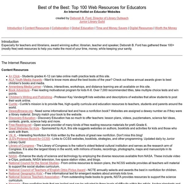 Best of the Best: Top 100 Web Resources for Educators