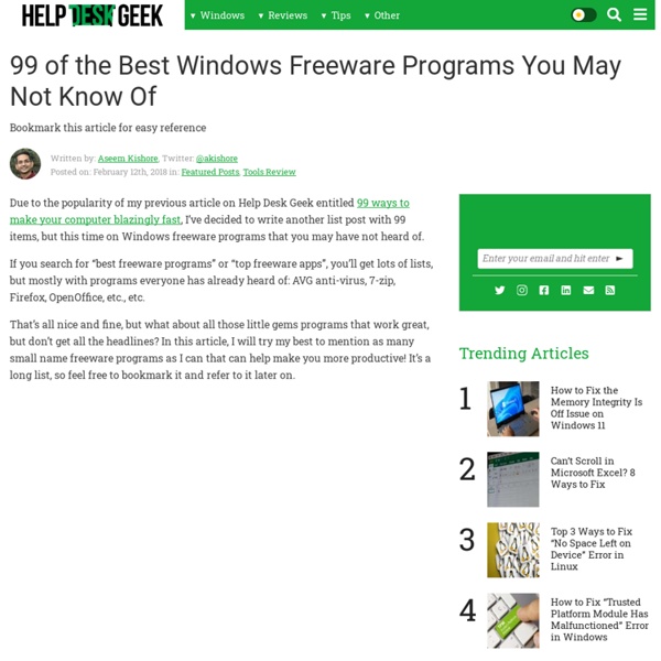 99 Of The Best Windows Freeware Programs You May Not Know Of