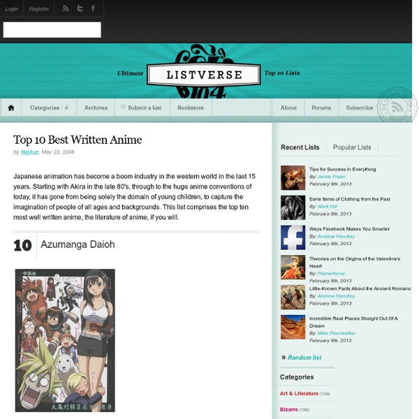Top 10 Best Written Anime