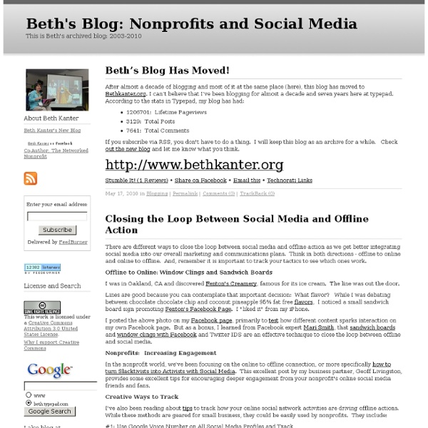 Beth's Blog: How Nonprofit Organizations Can Use Social Media to