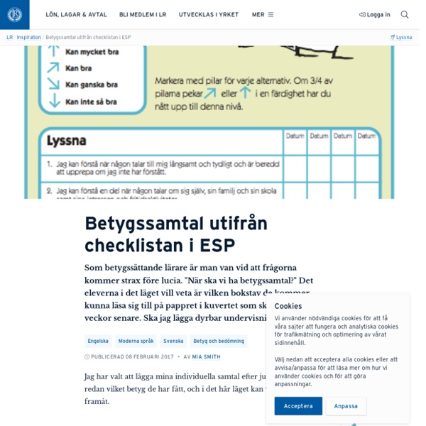 Betygssamtal utifrån checklistan i ESP · Mia Smith