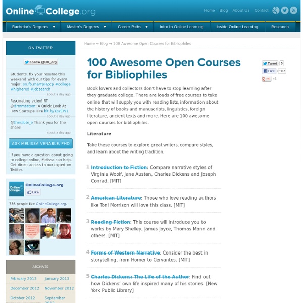 100 Awesome Open Courses for Bibliophiles