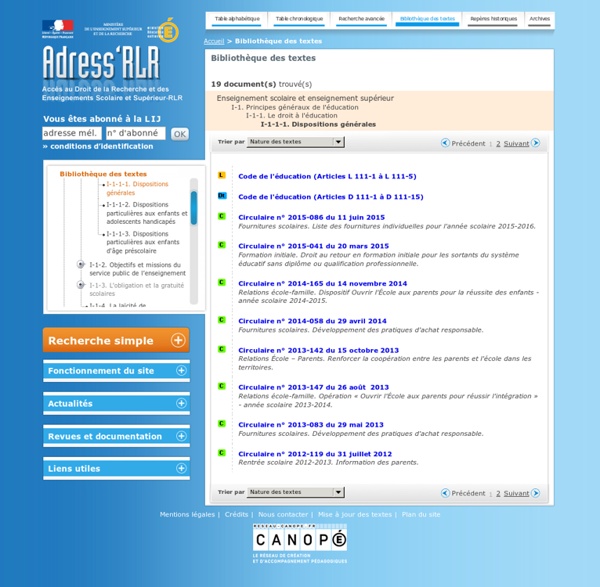Portail Adress'RLR: Bibliothèque des textes
