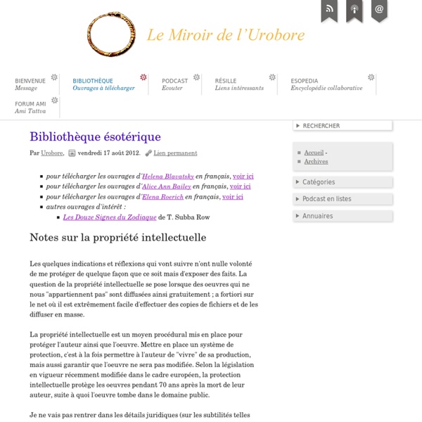 Bibliothèque ésotérique - Le Miroir de l'Urobore