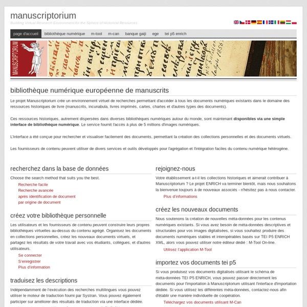Manuscriptorium-Bibliothèque Numérique Européenne de Manuscrits