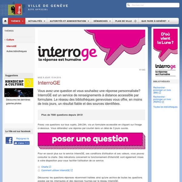 InterroGE - Bibliothèques - Offre culturelle - Culture