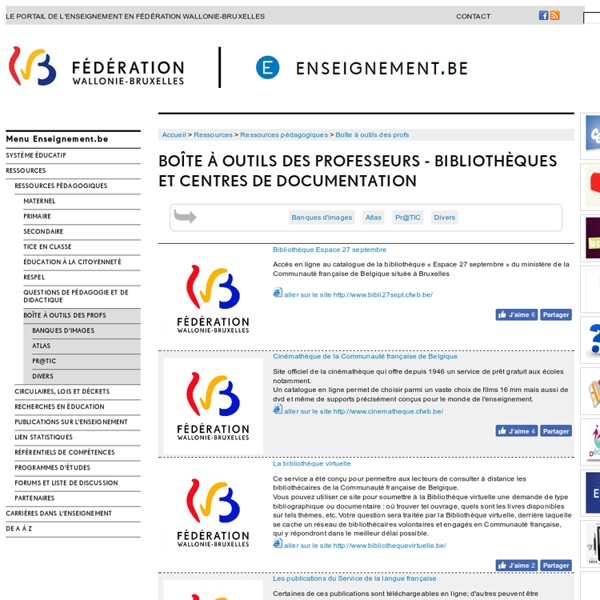 Boîte à outils des professeurs - bibliothèques et centres de documentation