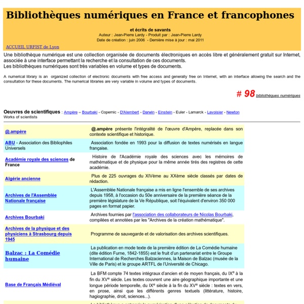 Bibliothèques numériques en France et francophones