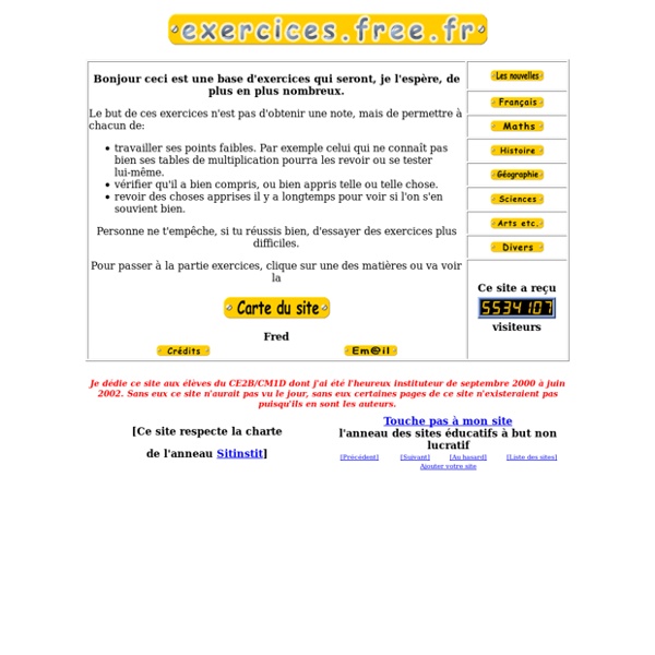 Bienvenue sur http://exercices.free.fr !