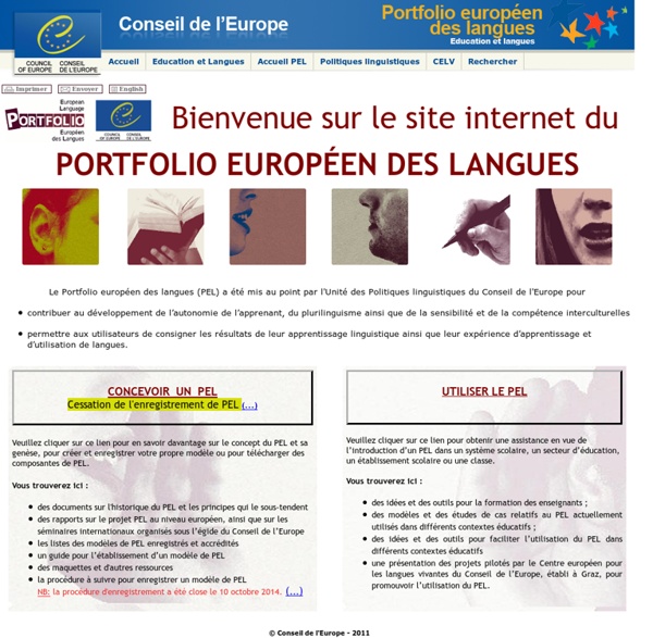 Bienvenue sur le site internet du Portfolio européen des langues